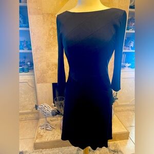 Talbot's Size 4 Petite Little Black Dress Chic Color Block Slimming Elegant 4P